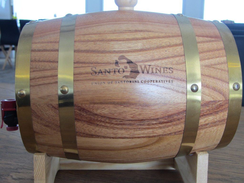 Barrel with Santo Wines written on it