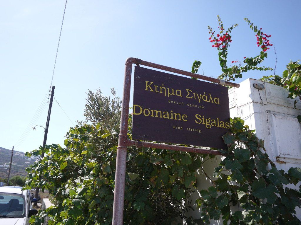 Domaine Sigalas sign outside winery