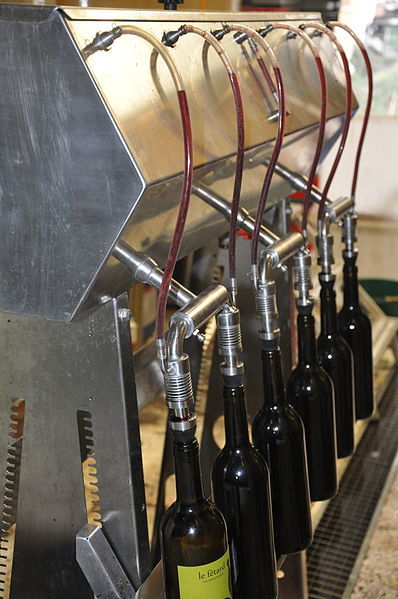 A wine bottling line