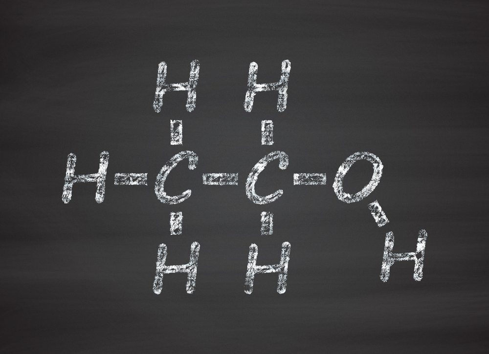 ethanol formula on a black board